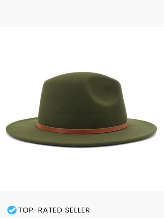 Wide Brim Felt Fedora Hat Adjustable Belt Buckle Classic Western Jazz Style main image 2